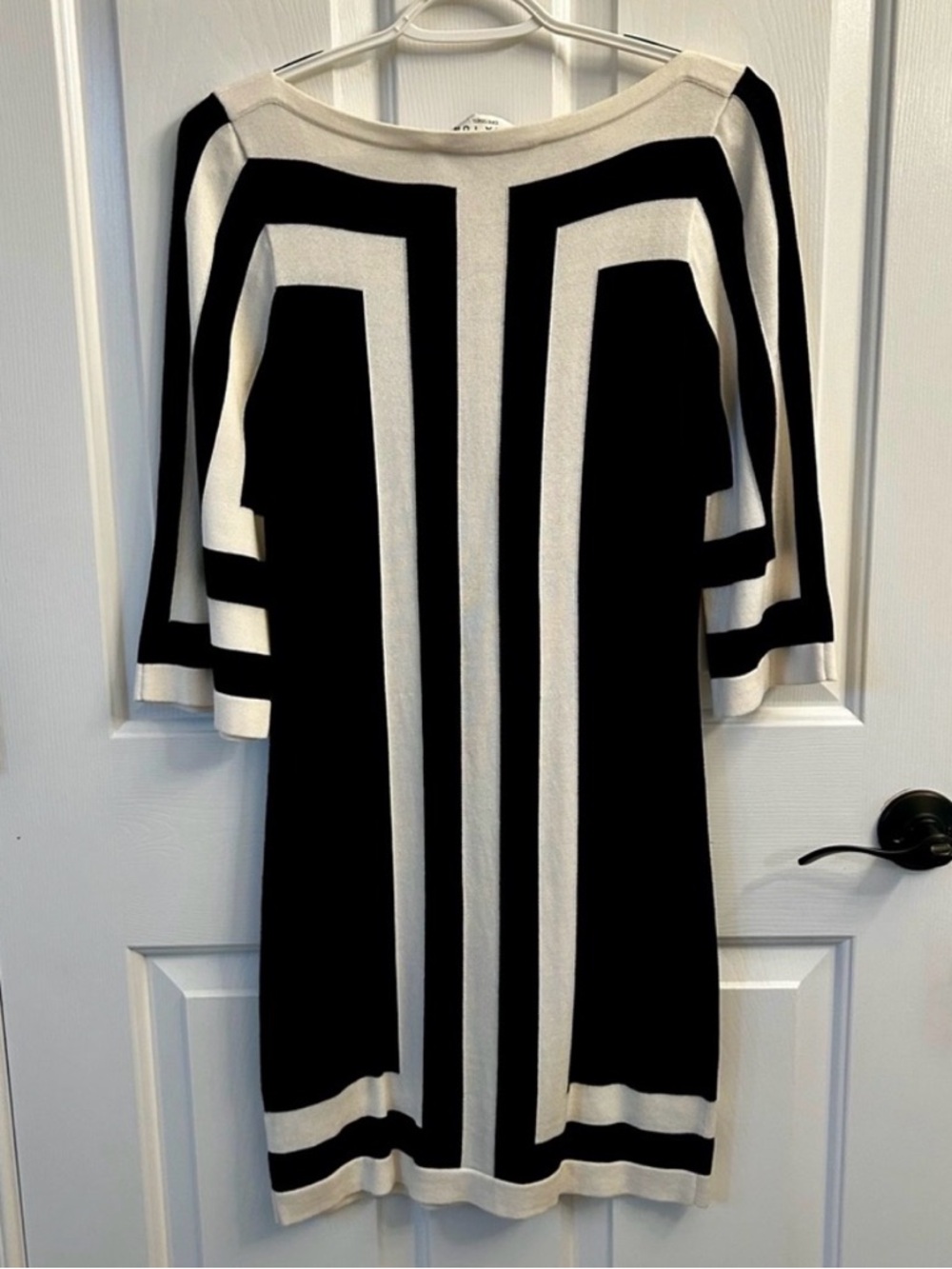 Black and White Geometric Knit Dress
